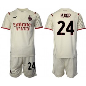Koszulka AC Milan Simon Kjaer 24 Dziecięcy Wyjazdowe Stroje Piłkarskie 2021/22 Krótki Rękaw
